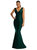Shirred Shoulder Stretch Satin Mermaid Dress with Slight Train - CS100 - Evergreen