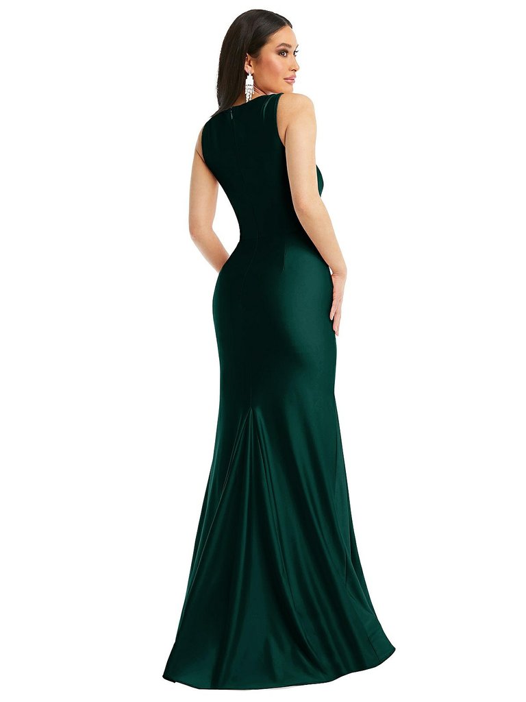 Square Neck Stretch Satin Mermaid Dress With Slight Train - CS113