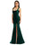 Square Neck Stretch Satin Mermaid Dress With Slight Train - CS113 - Evergreen