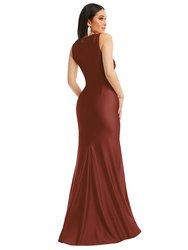 Square Neck Stretch Satin Mermaid Dress With Slight Train - CS113