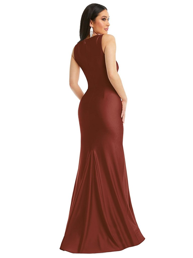 Deep V-Neck Stretch Satin Mermaid Dress with Slight Train CS103 in 16  colors by Cynthia & Sahar