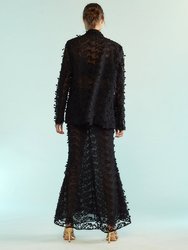 3D Embroidered Tulle Blazer - Black