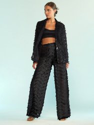 3D Embroidered Tulle Pants - Black - Black