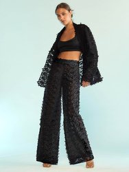 3D Embroidered Tulle Pants - Black