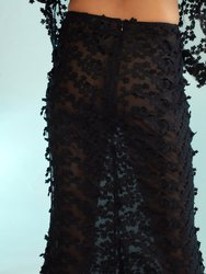 3D Embroidered Tulle Skirt - Black