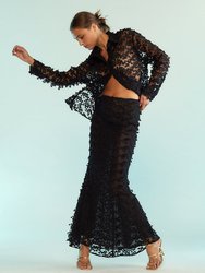 3D Embroidered Tulle Skirt - Black