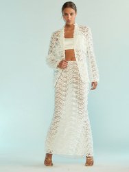 3D Embroidered Tulle Skirt - White - White