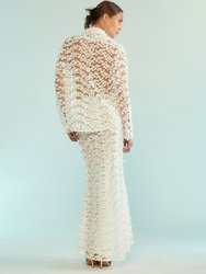 3D Embroidered Tulle Skirt - White