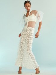 3D Embroidered Tulle Skirt - White