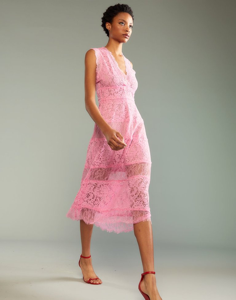 Audrey Lace Dress - Pink - Pink