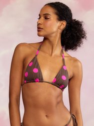 Becca String Bikini Top - Brown And Pink - Brown And Pink