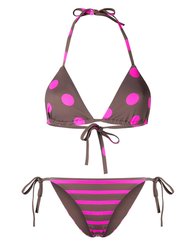 Becca String Bikini Top - Brown And Pink
