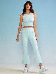 Bonded Cropped Flare Pant - Blue - Blue