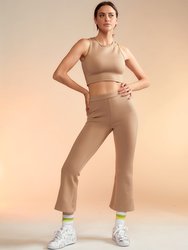 Bonded Cropped Flare Pant - Camel