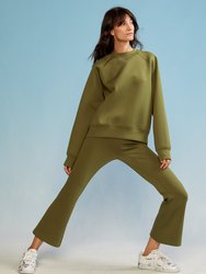 Bonded Cropped Flare Pant - Dark Green