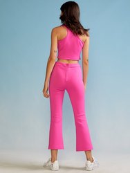 Bonded Cropped Flare Pant - Hot Pink
