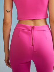 Bonded Cropped Flare Pant - Hot Pink