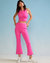 Bonded Cropped Flare Pant - Hot Pink - Hot Pink