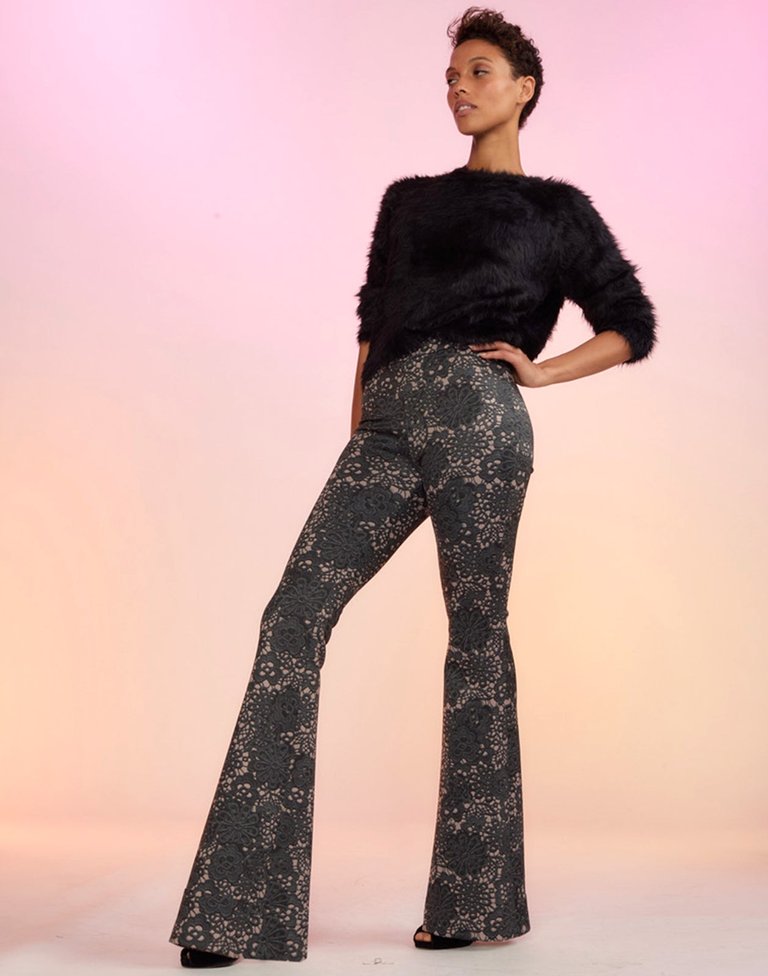 Bonded Fit and Flare Pant - Black Lace