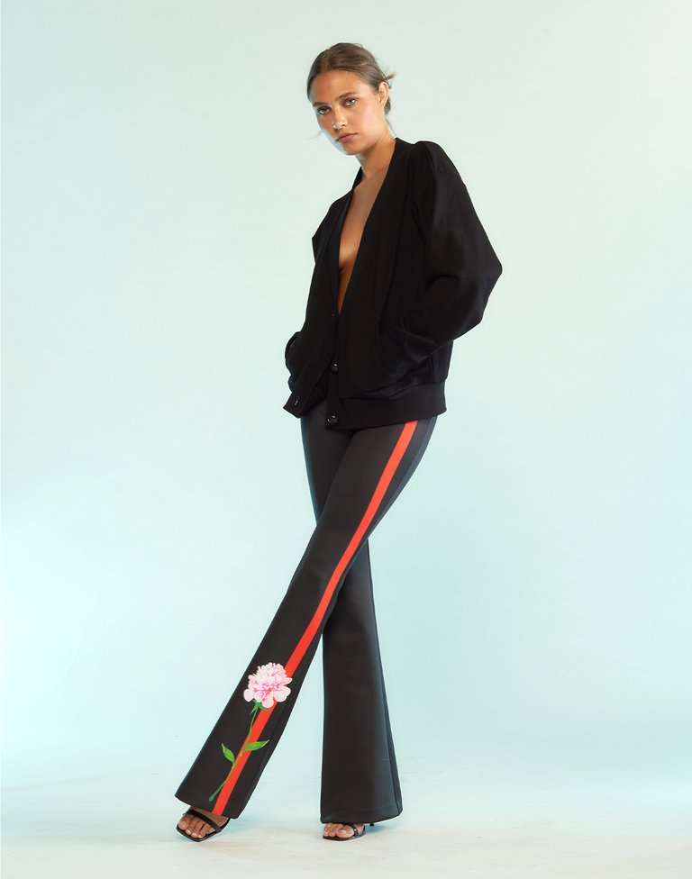 Bonded Fit And Flare Pant - Black/Red - Blkrd