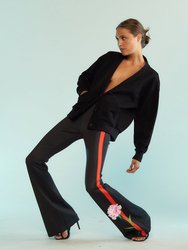 Bonded Fit And Flare Pant - Black/Red