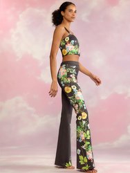 Bonded Fit and Flare Pant - Floral Stud