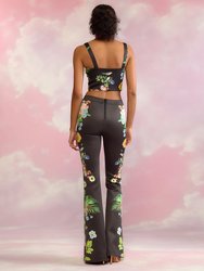 Bonded Fit and Flare Pant - Floral Stud
