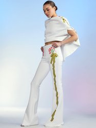 Bonded Fit and Flare Pant - White