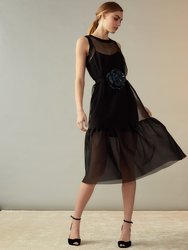 Carrie Organza Midi Dress - Black