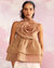 Chloe Organza Flower Top - Camel