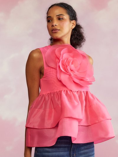 Cynthia Rowley Chloe Organza Flower Top - Hot Pink product