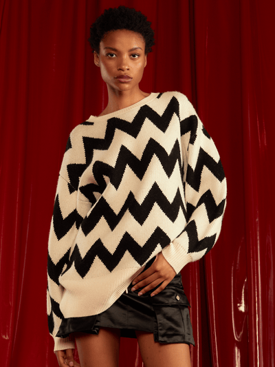 Cynthia Rowley Chunky Chevron Sweater - Black/White product
