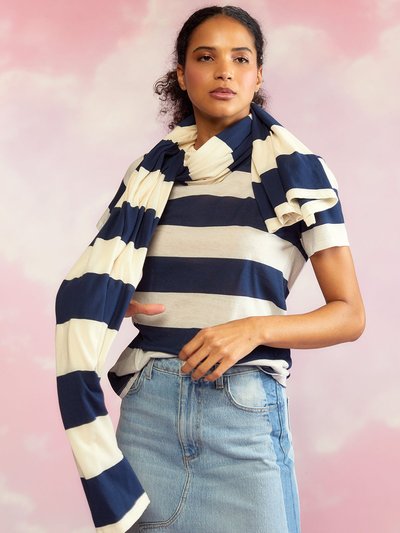 Cynthia Rowley Cotton Jersey Scarf - White/Navy product