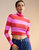 Cropped Striped Turtleneck - Red/Pink