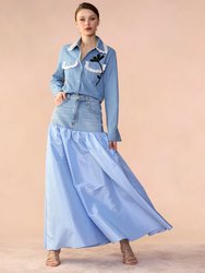 Deconstructed Denim Taffeta Skirt - Blue