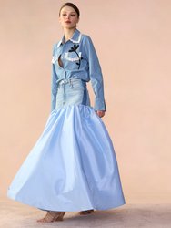 Deconstructed Denim Taffeta Skirt