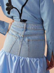 Deconstructed Denim Taffeta Skirt