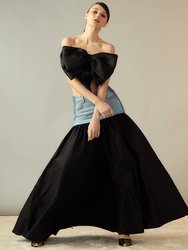 Denim Taffeta Skirt - Black - Black