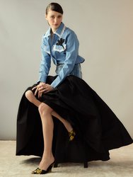 Denim Taffeta Skirt - Black