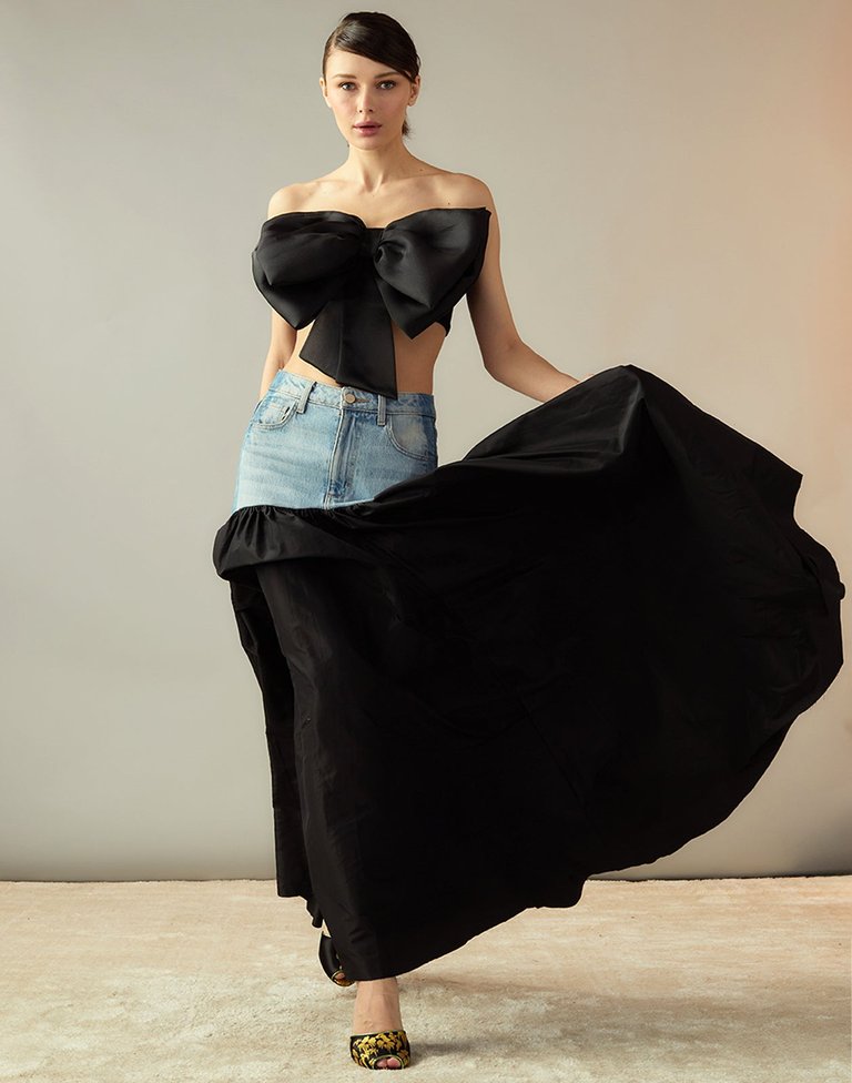 Denim Taffeta Skirt - Black