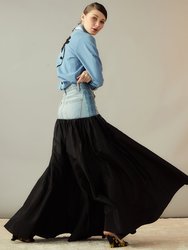 Denim Taffeta Skirt - Black