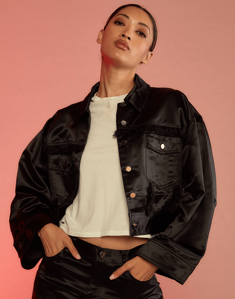 Freya Satin Jacket - Black