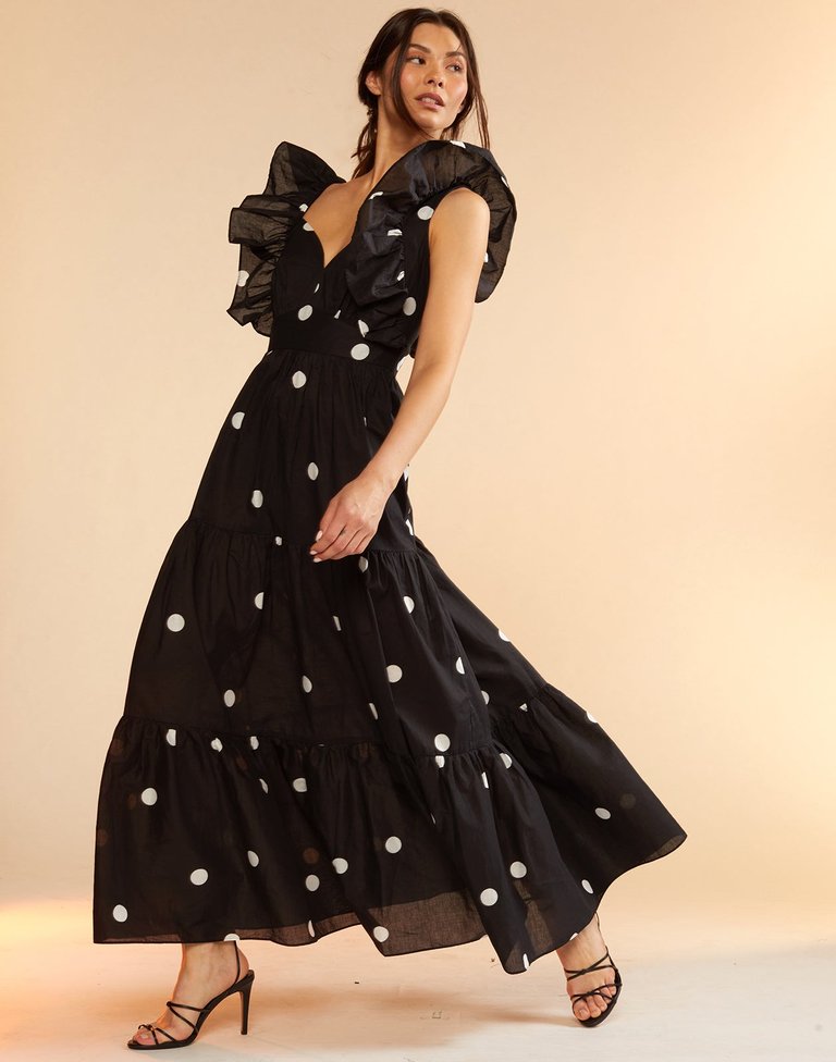 Gabriella Ruffle Dress - Black/White