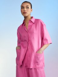 Isola Linen Camp Shirt - Pink