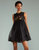Jewel Cascade Peplum Dress - Black