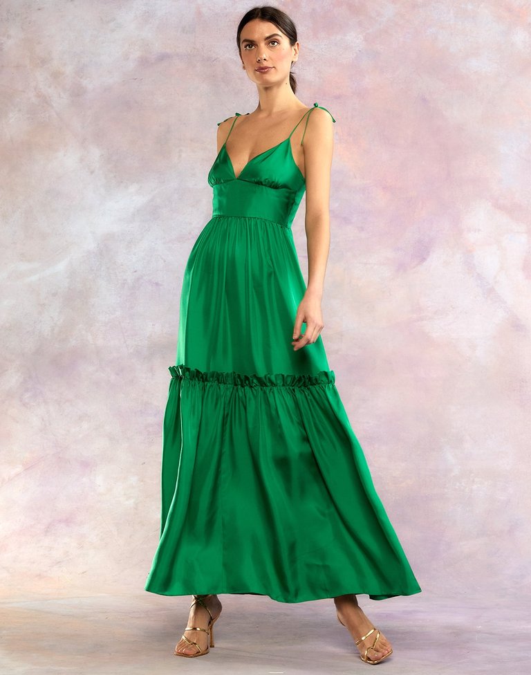 Kea Silk Dress - Green - Green