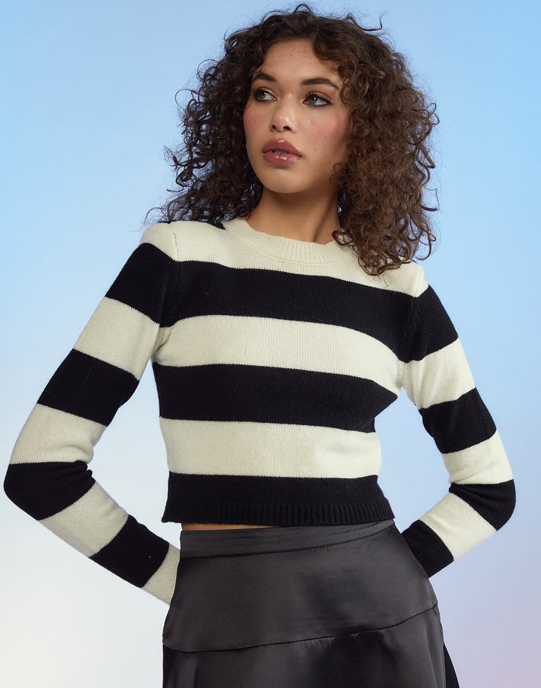 Kendal Cropped Sweater - Black&White - Black/White