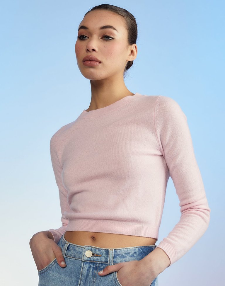 Kendal Cropped Sweater - Pink - Pink