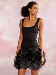 Kourtney Organza Flower Hem Dress - Black
