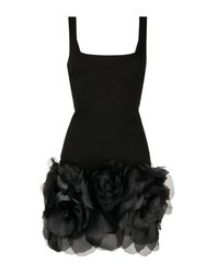 Kourtney Organza Flower Hem Dress - Black
